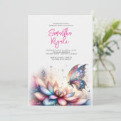 Magische Vlinder Uitnodigingen Meisje's Verjaardag (Staand voorkant)