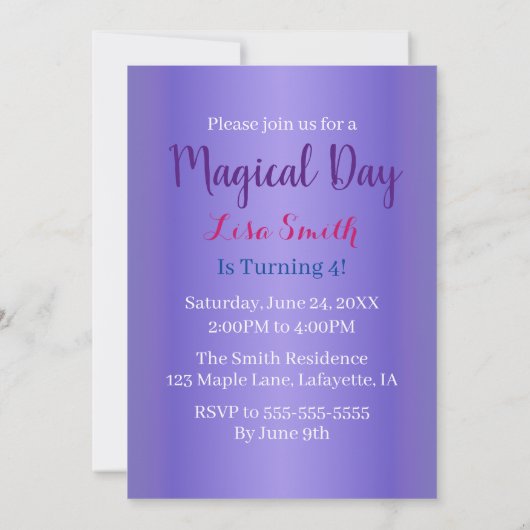 Magische Vlinderfee Paarse Bloemige Verjaardag Kaart (Achterkant)