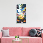 Magische Vlinderweide in 4K Anime Art Style Canvas Afdruk (Insitu (Woonkamer))