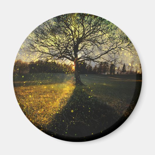 Magische vuurvliegjes droomachtig landschap magneet (Voorkant)