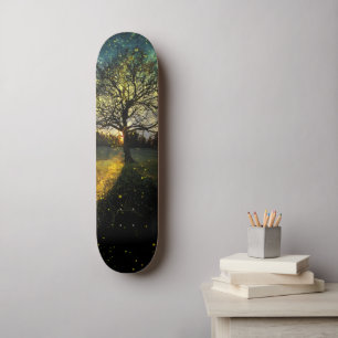 Magische vuurvliegjes droomachtig landschap skateboard