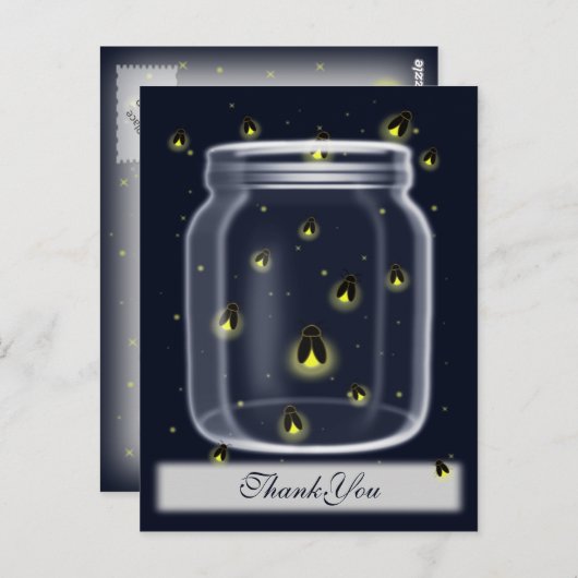 magische vuurvliegjes mason jar dank je kaarten (Voorkant / Achterkant)