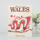 Magische Wales Draak reisposter Kaart (Staand voorkant)