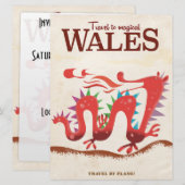 Magische Wales Draak reisposter Kaart (Voorkant / Achterkant)