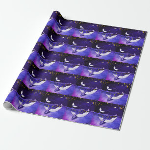Magische walvis: donkere oceaan nacht cadeaupapier