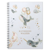 magische walvisballonnen monogram schattig notitieboek (Voorkant)