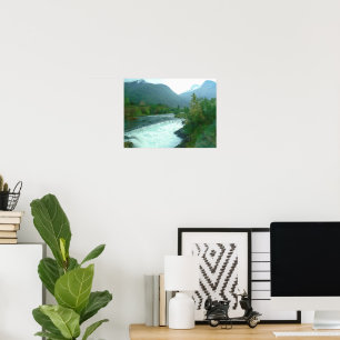 Magische waterval en berg Poster