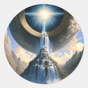 Magische waterval Surreal Fantasy Art Ronde Sticker