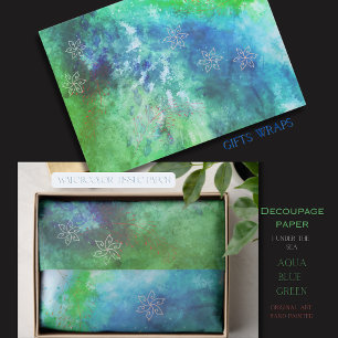 Magische Waterverf Aqua Blauw Groen Onder de Zee Tissuepapier