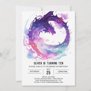 Magische Waterverf Dragon Birthday Kaart