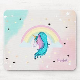 Magische Waterverf Eenhoorn, Regenboog, Sterren Muismat