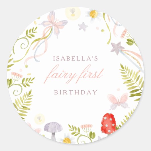 Magische Waterverf Groene Fee Eerste Verjaardag Ronde Sticker (Voorkant)
