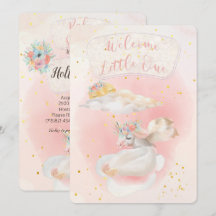 Magische Waterverf Roze Unicorn Baby shower