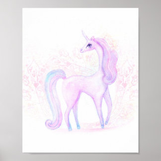 Magische Waterverf Unicorn Art Poster
