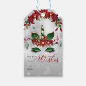 Magische wensen Kerst Eenhoorn Gezicht Cadeaulabel (Voorkant)