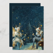 Magische wezens in het blauw feestdagenkaart (Voorkant / Achterkant)