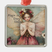 Magische Whimsical Fairy & Flower Garden met Quote Metalen Ornament (Voorkant)