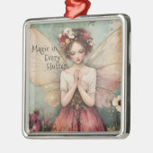 Magische Whimsical Fairy & Flower Garden met Quote Metalen Ornament (Links)
