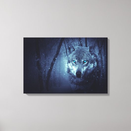 Magische Wilde Wolf met Amazing Blue Eyes Canvas Afdruk (Voorkant)