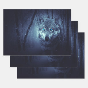 Magische Wilde Wolf met Amazing Blue Eyes Inpakpapier Vel