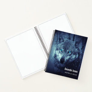 Magische Wilde Wolf met Amazing Blue Eyes Notitieboek