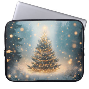 Magische Winter Besneeuwde Bos Kerstboom Laptop Sleeve