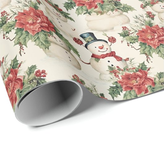 Magische Winter Wonderland Sneeuwman Kerstmis Cadeaupapier (Rol Hoek)