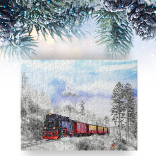 Magische Wintertrein Met Sneeuwuil & Uil  Legpuzzel