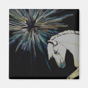Magische Witte Paard Ruitersport Pony Blast Magnet Magneet