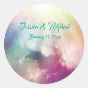 Magische wolken Hemelse wolkenlucht bruiloft Ronde Sticker