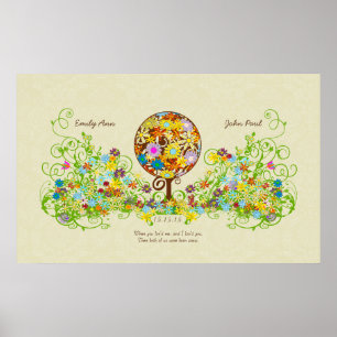 Magische woudcirkel van liefdesbloem-bruiloft poster