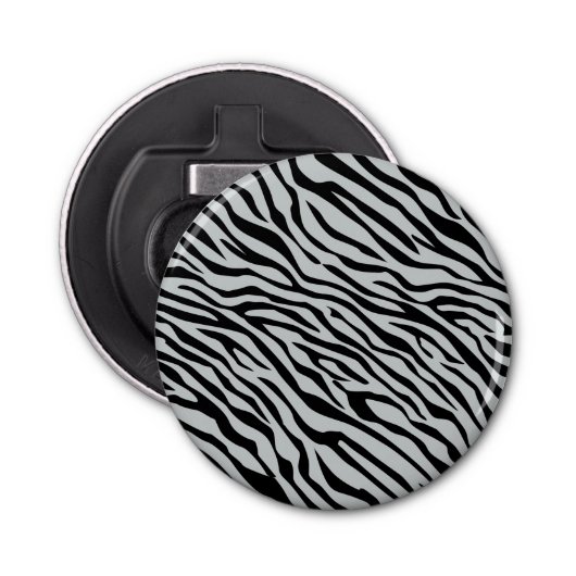 Magische Zebrastripes klikken om grijze kleur aan  Button Flesopener (Voorkant)