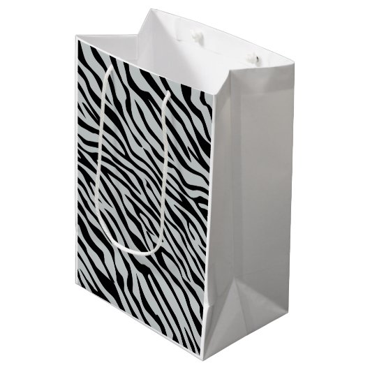 Magische Zebrastripes klikken om grijze kleur aan  Medium Cadeauzakje (Voorkant Gekanteld)