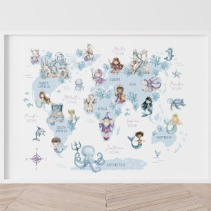 Magische Zee Wereld, Meermaiden, Ridders, Wereldka Poster