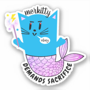 Magische zeemeermin kat kwaad god gepersonaliseerd sticker