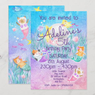 Magische Zeemeermin Kat Uitnodigingen