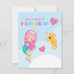 Magische Zeemeermin Klaslokaal Valentijnsdag Kaart