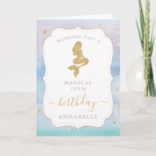 Magische zeemeermin meisjes elke leeftijd verjaard kaart (Voorkant)