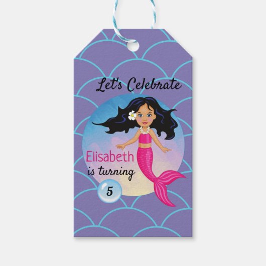 Magische zeemeermin onder het Zee Verjaardag Cadeaulabel (Voorkant)