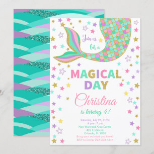 Magische zeemeermin staart verjaardagsuitnodiging kaart