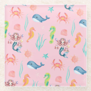 Magische zeemeermin walvis regenboog Verjaardag me Glazen Onderzetter