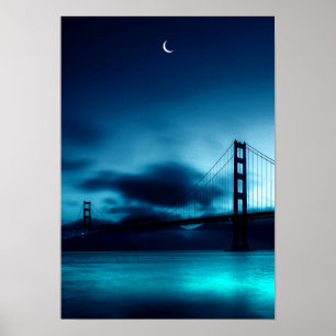 Magische zomernacht met Crescent en Brug Poster