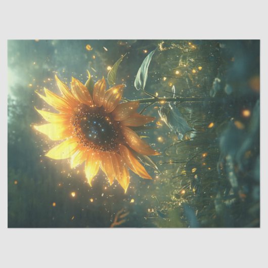 Magische zonnebloem en vuurvliegjes Decoupage Tissuepapier (Voorkant)