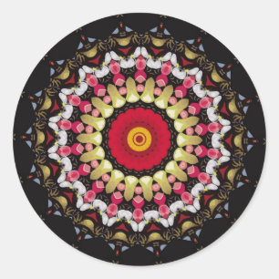 Magische Zwarte en Rode Mandala Ronde Sticker