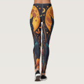 Magische zwarte kat heks Halloween Leggings (Achterkant)