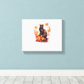 Magische zwarte kat in het herfstbos - Celestial F Canvas Afdruk (Insitu (Houten vloer))