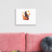 Magische zwarte kat in het herfstbos - Celestial F Canvas Afdruk (Insitu (Woonkamer))