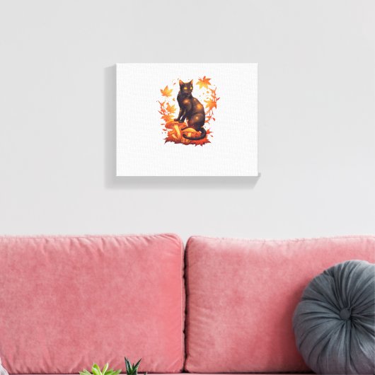 Magische zwarte kat in het herfstbos - Celestial F Canvas Afdruk (Insitu (Woonkamer))
