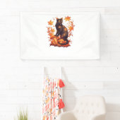Magische zwarte kat in het herfstbos - Celestial F Spandoek (Insitu)