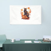 Magische zwarte kat in het herfstbos - Celestial F Spandoek (Beurs)